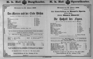 Theaterzettel (Oper und Burgtheater in Wien) 18800121 Seite: 1