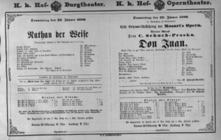 Theaterzettel (Oper und Burgtheater in Wien) 18800122 Seite: 1