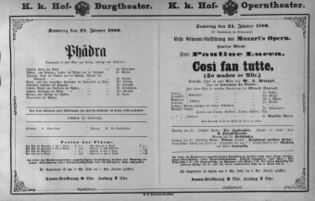Theaterzettel (Oper und Burgtheater in Wien) 18800124 Seite: 1
