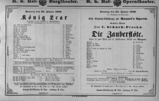 Theaterzettel (Oper und Burgtheater in Wien) 18800125 Seite: 1