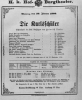Theaterzettel (Oper und Burgtheater in Wien) 18800126 Seite: 1