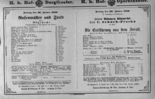Theaterzettel (Oper und Burgtheater in Wien) 18800130 Seite: 1