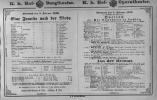 Theaterzettel (Oper und Burgtheater in Wien) 18800204 Seite: 1