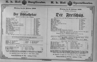 Theaterzettel (Oper und Burgtheater in Wien) 18800209 Seite: 1