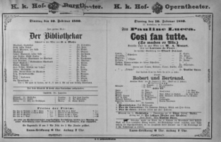 Theaterzettel (Oper und Burgtheater in Wien) 18800210 Seite: 1