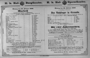 Theaterzettel (Oper und Burgtheater in Wien) 18800223 Seite: 1