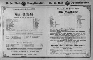 Theaterzettel (Oper und Burgtheater in Wien) 18800224 Seite: 1