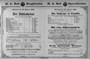 Theaterzettel (Oper und Burgtheater in Wien) 18800225 Seite: 1