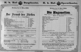 Theaterzettel (Oper und Burgtheater in Wien) 18800302 Seite: 1
