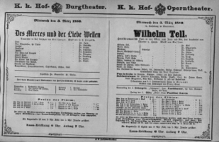 Theaterzettel (Oper und Burgtheater in Wien) 18800303 Seite: 1