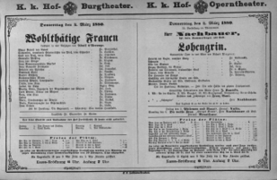 Theaterzettel (Oper und Burgtheater in Wien) 18800304 Seite: 1