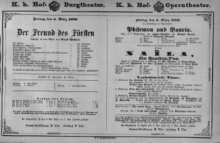 Theaterzettel (Oper und Burgtheater in Wien) 18800305 Seite: 1
