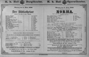 Theaterzettel (Oper und Burgtheater in Wien) 18800308 Seite: 1