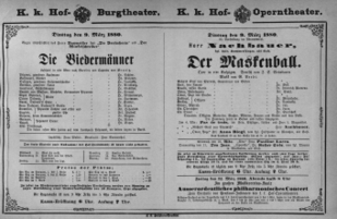 Theaterzettel (Oper und Burgtheater in Wien) 18800309 Seite: 1