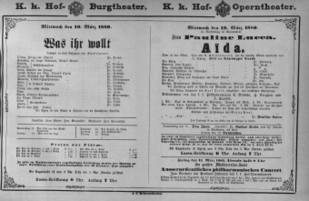 Theaterzettel (Oper und Burgtheater in Wien) 18800310 Seite: 1