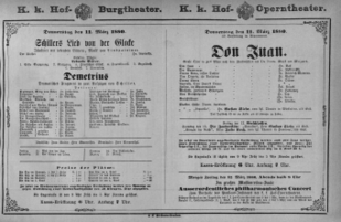 Theaterzettel (Oper und Burgtheater in Wien) 18800311 Seite: 1