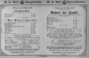 Theaterzettel (Oper und Burgtheater in Wien) 18800315 Seite: 1