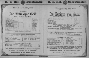 Theaterzettel (Oper und Burgtheater in Wien) 18800317 Seite: 1