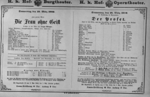 Theaterzettel (Oper und Burgtheater in Wien) 18800318 Seite: 1