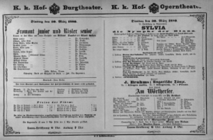 Theaterzettel (Oper und Burgtheater in Wien) 18800330 Seite: 1