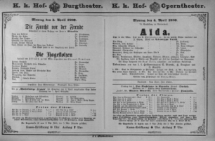 Theaterzettel (Oper und Burgtheater in Wien) 18800405 Seite: 1