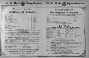 Theaterzettel (Oper und Burgtheater in Wien) 18800406 Seite: 1