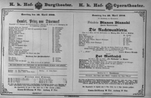 Theaterzettel (Oper und Burgtheater in Wien) 18800410 Seite: 1