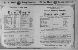 Theaterzettel (Oper und Burgtheater in Wien) 18800413 Seite: 1