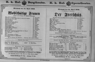 Theaterzettel (Oper und Burgtheater in Wien) 18800414 Seite: 1