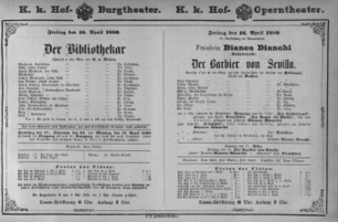 Theaterzettel (Oper und Burgtheater in Wien) 18800416 Seite: 1