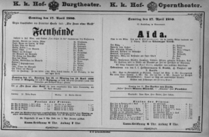 Theaterzettel (Oper und Burgtheater in Wien) 18800417 Seite: 1
