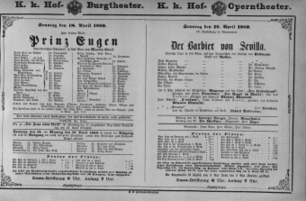 Theaterzettel (Oper und Burgtheater in Wien) 18800418 Seite: 1