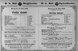 Theaterzettel (Oper und Burgtheater in Wien) 18800419 Seite: 1