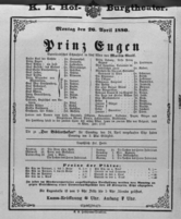 Theaterzettel (Oper und Burgtheater in Wien) 18800426 Seite: 1
