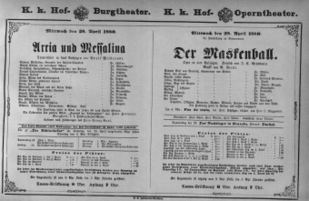 Theaterzettel (Oper und Burgtheater in Wien) 18800428 Seite: 1