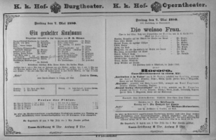 Theaterzettel (Oper und Burgtheater in Wien) 18800507 Seite: 1