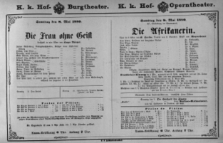 Theaterzettel (Oper und Burgtheater in Wien) 18800508 Seite: 1