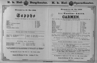 Theaterzettel (Oper und Burgtheater in Wien) 18800519 Seite: 1