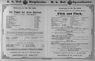 Theaterzettel (Oper und Burgtheater in Wien) 18800520 Seite: 1