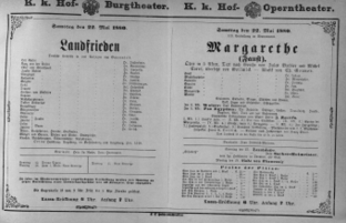 Theaterzettel (Oper und Burgtheater in Wien) 18800522 Seite: 1
