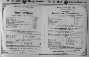 Theaterzettel (Oper und Burgtheater in Wien) 18800524 Seite: 1