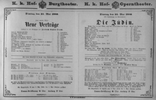 Theaterzettel (Oper und Burgtheater in Wien) 18800525 Seite: 1