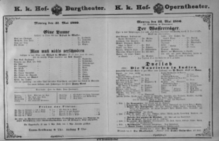 Theaterzettel (Oper und Burgtheater in Wien) 18800531 Seite: 1
