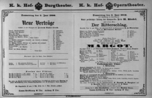 Theaterzettel (Oper und Burgtheater in Wien) 18800603 Seite: 1