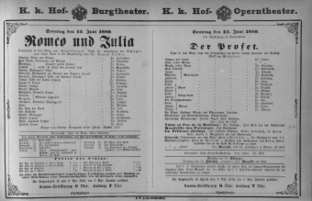 Theaterzettel (Oper und Burgtheater in Wien) 18800613 Seite: 1