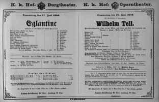 Theaterzettel (Oper und Burgtheater in Wien) 18800617 Seite: 1