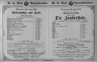 Theaterzettel (Oper und Burgtheater in Wien) 18800628 Seite: 1