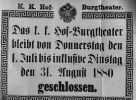 Theaterzettel (Oper und Burgtheater in Wien) 18800701 Seite: 1