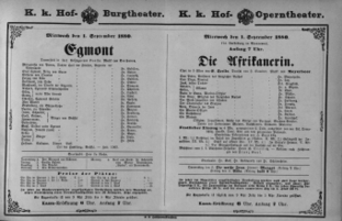 Theaterzettel (Oper und Burgtheater in Wien) 18800901 Seite: 1
