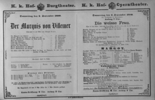 Theaterzettel (Oper und Burgtheater in Wien) 18800902 Seite: 1